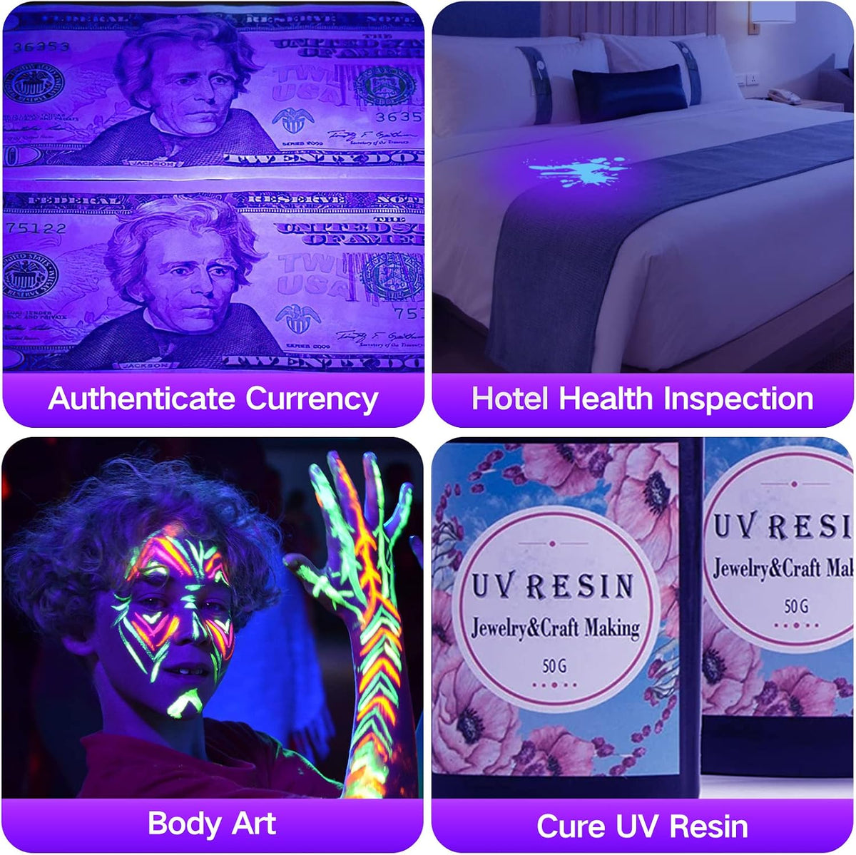UV Light 395nm Blacklight Flashlight: Vansky 12 LED Black Light Mini Pet Urine Detection for Invisible Dog/Cat Dried Urine Stains on Carpet, Scorpion Finder, Resin Curing
