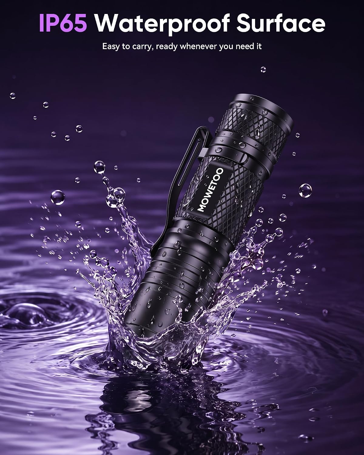 MOWETOO Black Light Flashlight,395nm Mini Zoomable UV Light