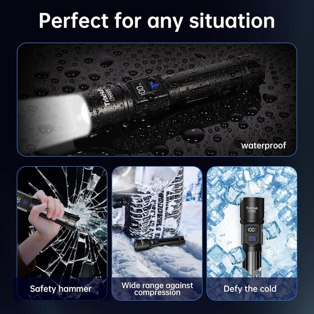 TrixHub Rechargeable Flashlights 2 Pack Super Bright High Lumens Flashlight