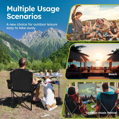 ALPHA CAMP 2-Pack Folding Camping Chair with Cooler Bag & Lumbar Support