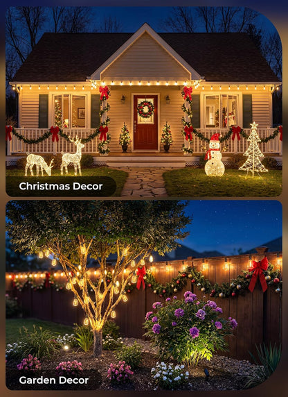 Brightown 52FT Solar String Lights Outdoor Waterproof, Up to 26Hrs Runtime