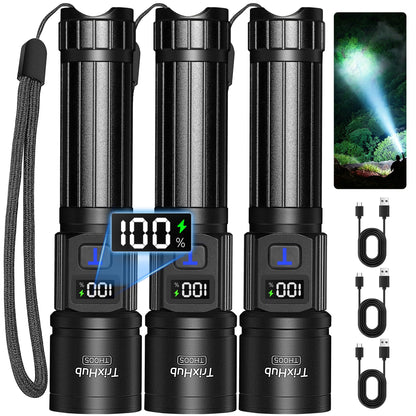 TrixHub Rechargeable Flashlights 2 Pack Super Bright High Lumens Flashlight