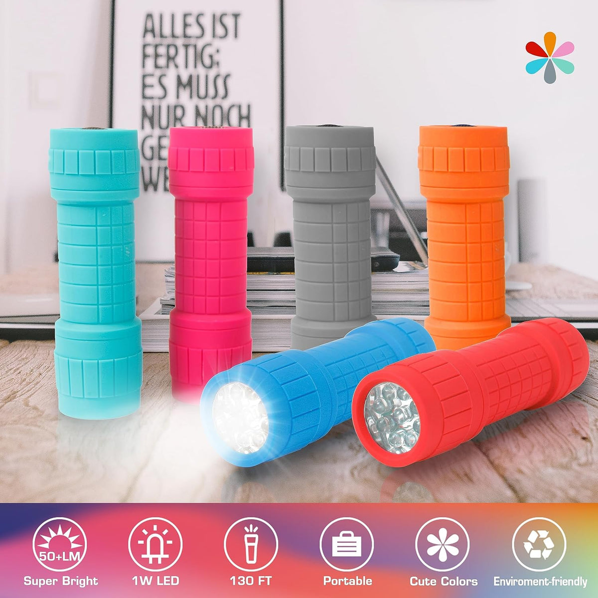 EverBrite 6-Pack Mini Flashlights, 9-LED Flashlight, Batteries Included