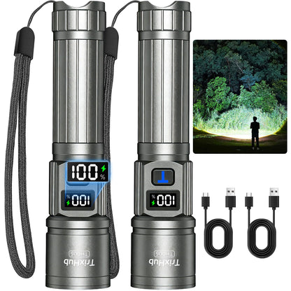TrixHub Rechargeable Flashlights 2 Pack Super Bright High Lumens Flashlight