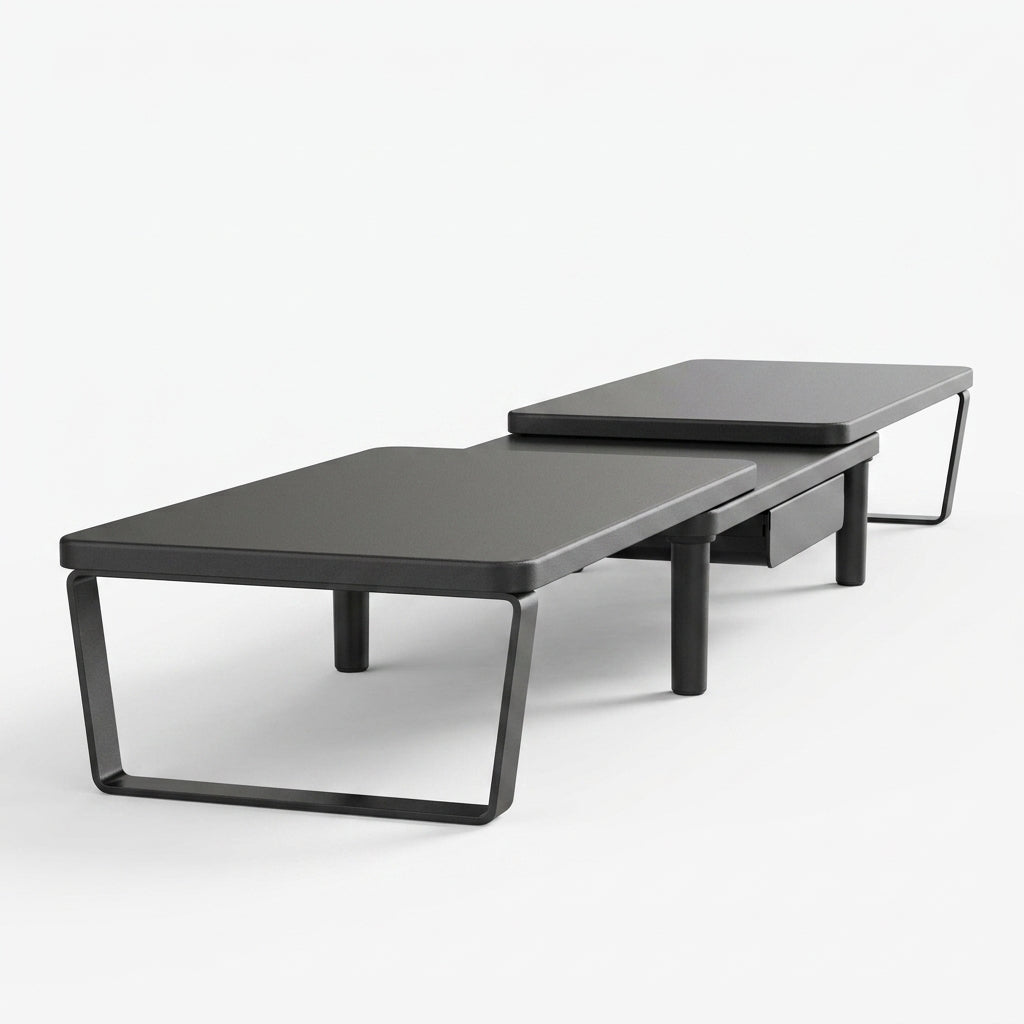 3-Level Adjustable Monitor Stand – Black Ergonomic Desk Riser for 13–32" Screens | VectraKeys