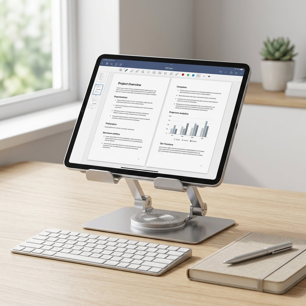 Adjustable Aluminum Desk Stand – 360° Tilt Phone & Notebook Holder | VectraKeys
