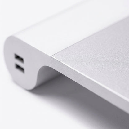 Aluminum Monitor Stand Riser with USB Hub – Silver Ergonomic Desk Riser for Laptops & Screens | VectraKeys